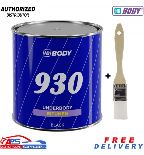 HB Body 930 Black Bitumen 1Kg Underbody Sealant + Brush – Rust Protection